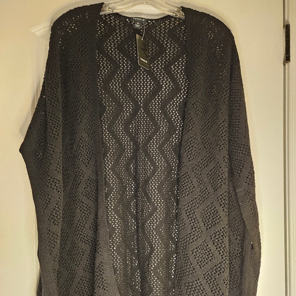 Torrid black open stitch detail cardigan